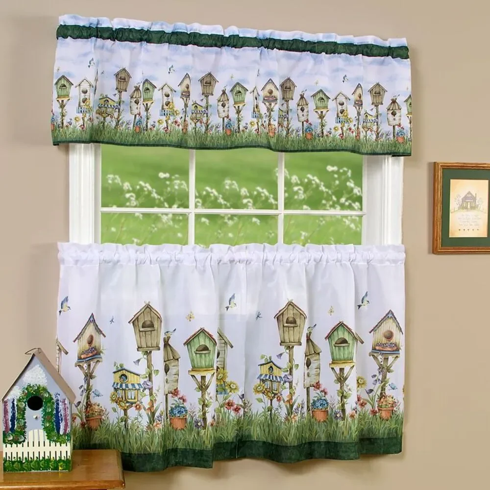 Achim Home Furnishing Home Sweet Home Window Kitchen Curtains 3-Piece Tier &